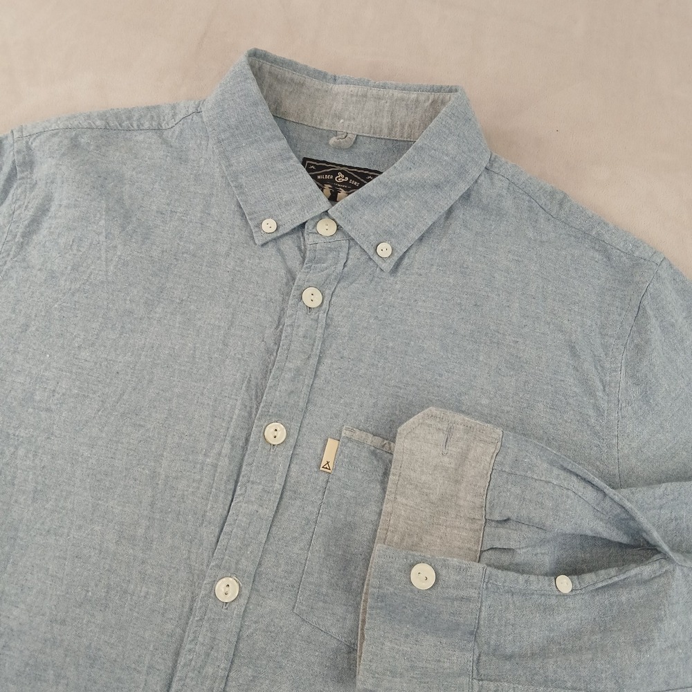 Wilder & Sons XL Mens Shirt Chambray Button Down Long Sleeve 22x28 Fits Medium